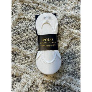 Polo Ralph Lauren Men's White Dress Liner Socks Non-Slip Heel 3 Pairs Size 10-13